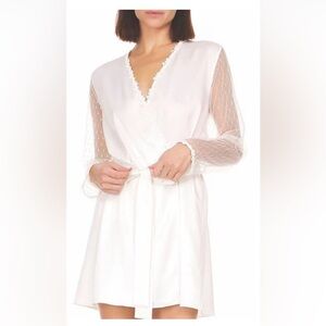 Beautiful Flora Nikrooz Sexy Showstopper Semi Sheer  Lace Detail Wrap Robe